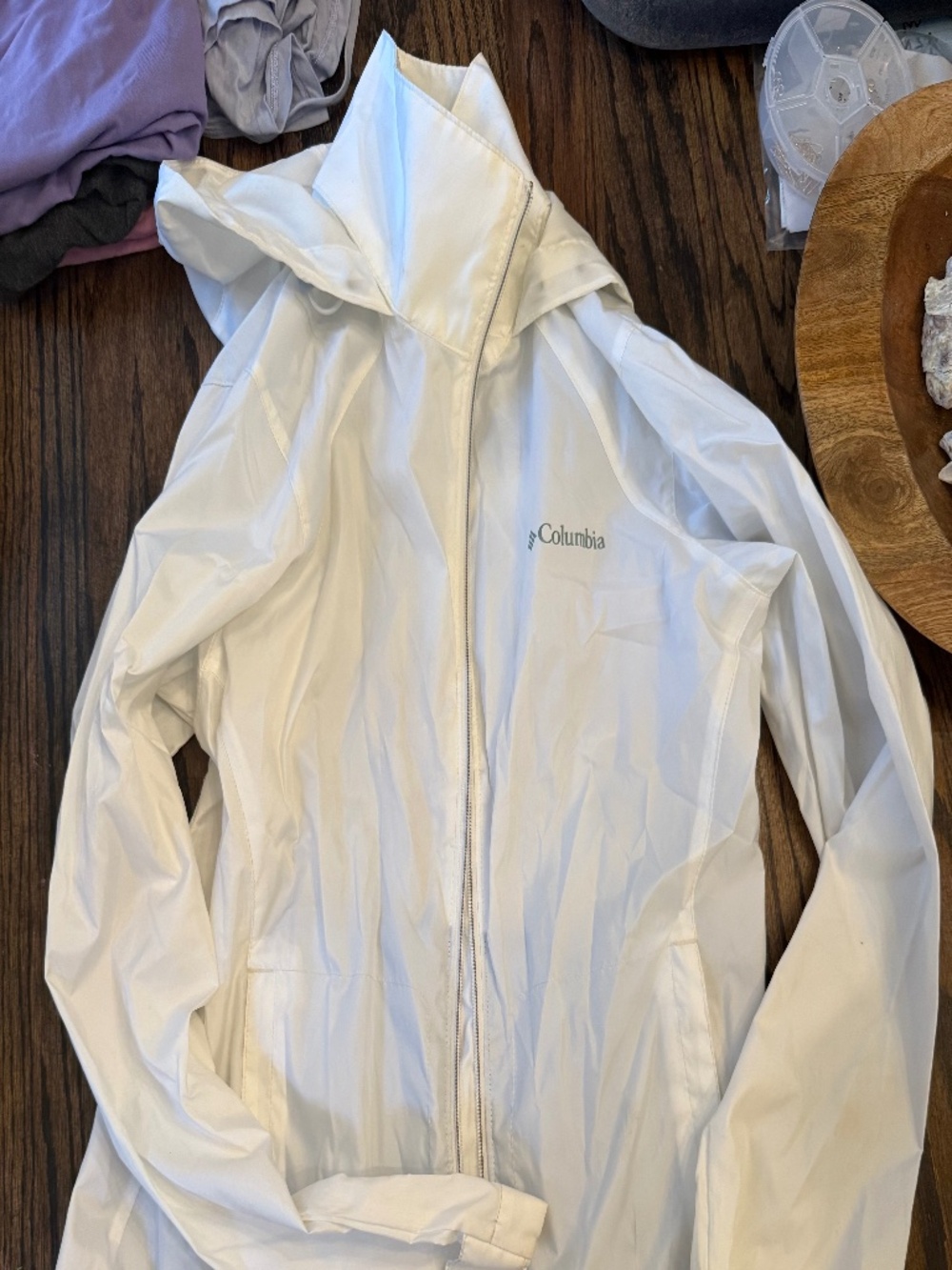 COLUMBIA Zip-Up Water Repellant Rain Jacket with Hood